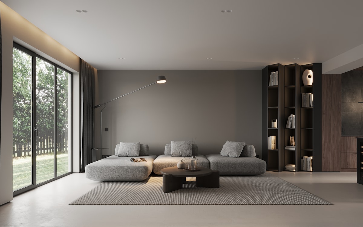 Camera da letto urbana con luce calda